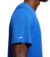 NIKE Dri-FIT Miler Short Sleeve Running T-Shirt sz S Small Blue Reflective