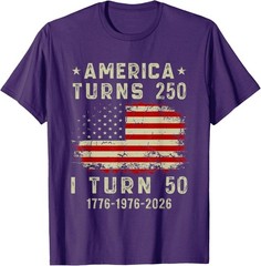 Funny America Turns 250 I Turn 50 1976 50th Birthday T-Shirt