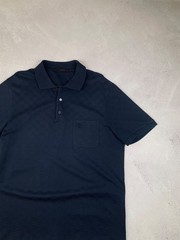 LOUIS VUITTON Men’s Damier Short Sleeve Polo Shirt Navy 100% Cotton Size L