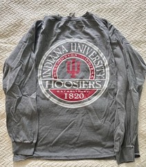 VINTAGE Indiana University Hoosiers 100% Cotton Gray Long Sleeve Shirt Men’s M