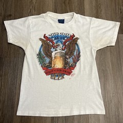 Vintage RARE 80s 1987 Just Brass 3D Emblem United States Army Beer Tee Size S