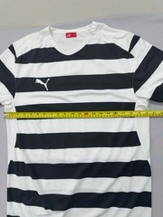 Puma Men’s M Black White Striped Soccer Jersey Short Sleeve