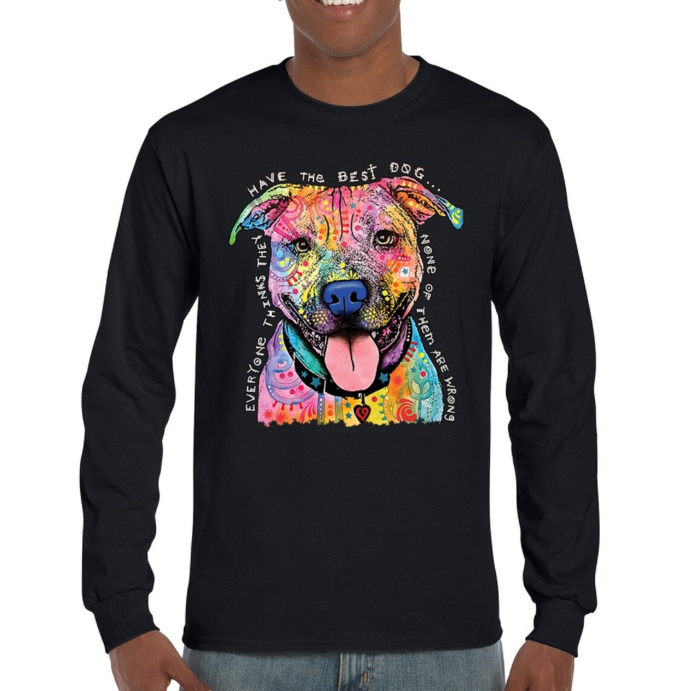Dean Russo Colorful Pit Bull Long Sleeve T-shirt Everyone Has Best Dogs