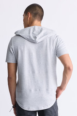 Buffalo David Bitton Men Katoni Short Sleeved Hooded T-Shirt Heather Grey Size M