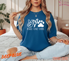 Unisex Peace Love Dogs Printed T SHIRT,T shirt women,T shirt men,T shirt vintage