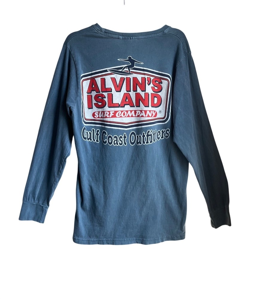 U.S. Vintage Alvins Island Surf Co Gulf Coast Outfitter Blue Destin Fl Tee-Shirt