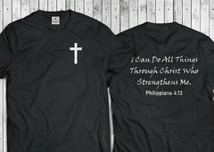 Front & Back Bible Verse T-Shirt Philippians 4:13 Jesus Christian Cross Church