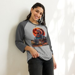 American Big Rig Semi Truck 3/4 Sleeve Raglan Shirt | Native American Chief Tee