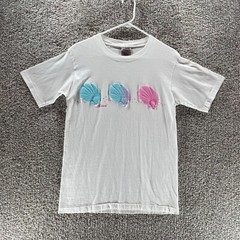 Vintage 90s Kauai Shirt Adult Medium White Single Stitch Sea Shells Cotton Crew