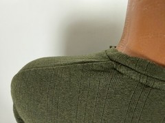 Vintage Ribbed V-Neck Shirt Men XL Minimal Olive Rayon Cotton Long Sleeve Murano
