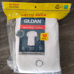 New Gildan Men’s 10 Pack Crew Neck White T-Shirts Sizes XL 46-48