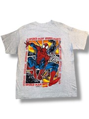 Vintage 90s Spider-Man vs Venom 1993 Marvel Comic Images Grey AOP Shirt XL RARE