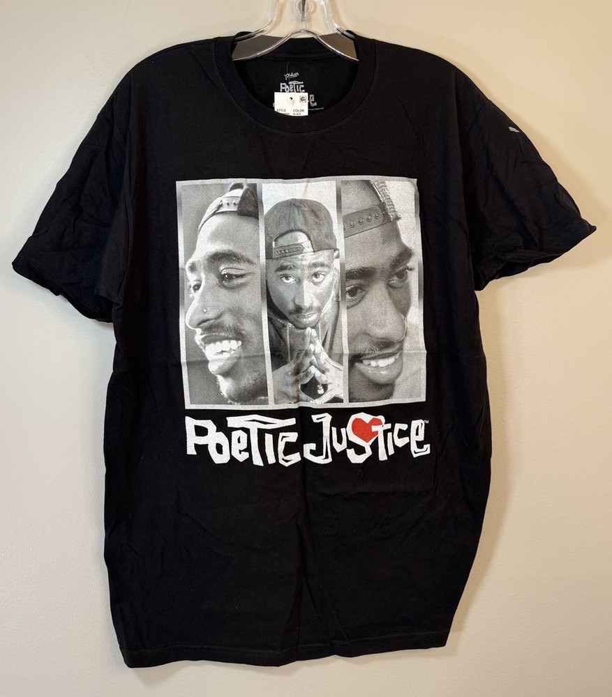 Poetic Justice 2pac Tupac Shakur T-Shirt Men Medium Black Short Sleeve Tee New