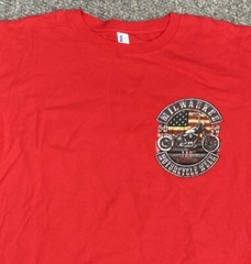Suna Mens Milwaukee Motorcycle Rally T Shirt Short Sleeve Red Size Large