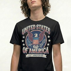 United States Of America 250th Anniversary Eagle Crest Vintage T-Shirt