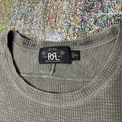 RRL Ralph Lauren Waffle Knit Thermal Crewneck Shirt Gray Olive Green Men’s XXL