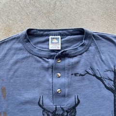 Vintage 90s Deer Shirt Size XXL Blue JPP Nature Outdoor Buck Henley Art Woods