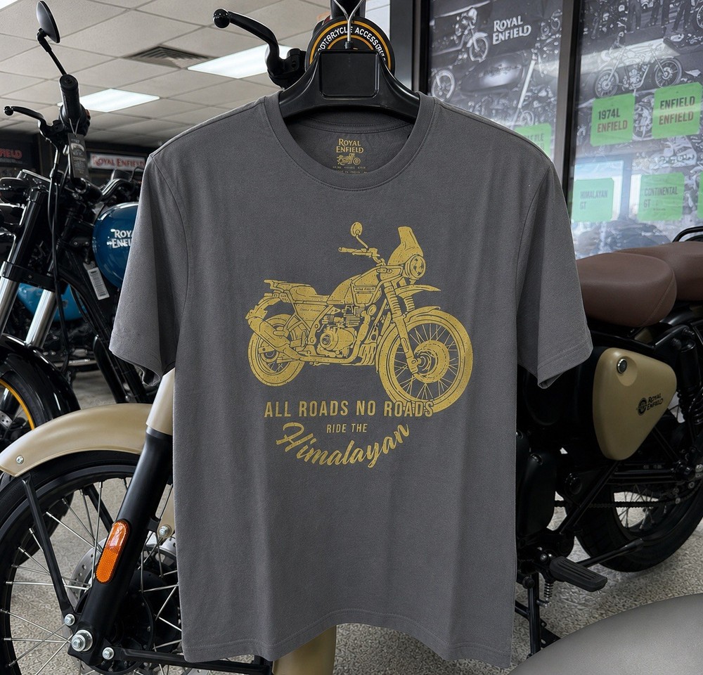 Royal Enfield Men’s Himalayan Motorcycle Graphic T Shirt Sz XL Grey Biker NWT
