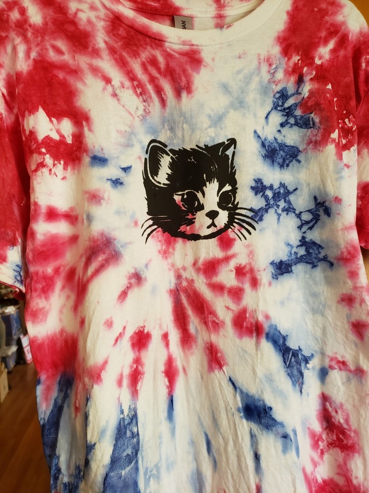 Black Kitty Tie Dye Red White And Blue Made In USA Size Small
