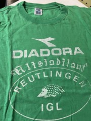 Vintage XL Diadora Graphic Green T-Shirt Streetwear Tennis Neckar Short Sleeve
