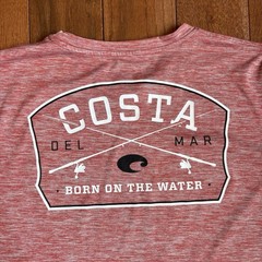 Mens COSTA DEL MAR Performance T Shirt Red Gray 100% Polyester sz M