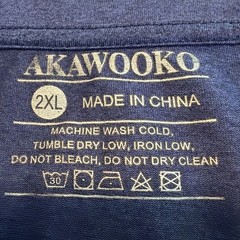 akawooko 2XL indigo short sleeve microfiber tag less tee