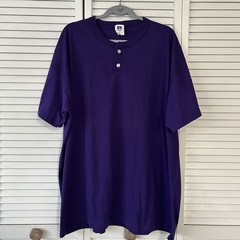 Vintage Russell Athletic NuBlend Henley Shirt Purple Mens XXL Blank 2000s Y2K