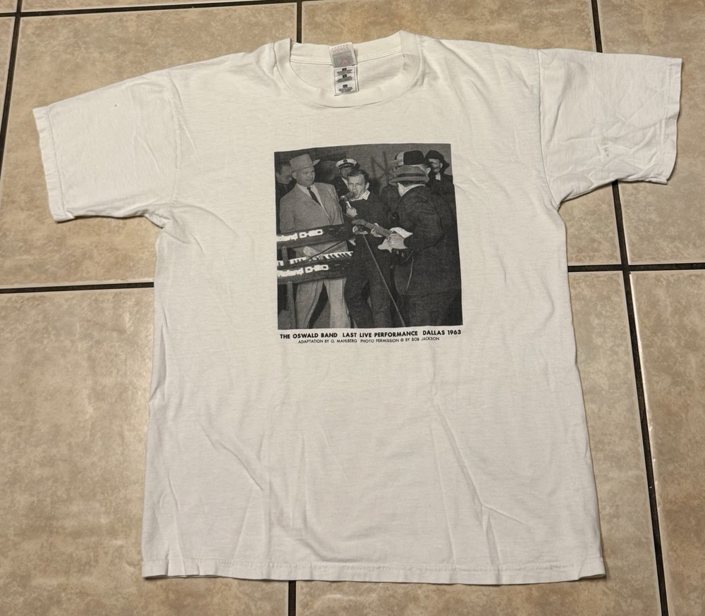 Vintage 90s Lee Harvey Oswald Band Shirt Large JFK Jack Ruby Dallas Texas Crime
