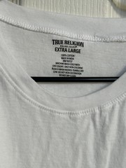 New Men’s True Religion White T Shirt Metallic Gold Foil Horseshoe Logo Size XL