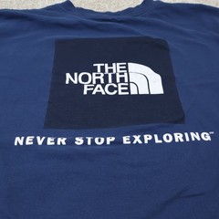 The North Face Mens Medium Long Sleeve Logo Tee Blue (see photo for flaw)