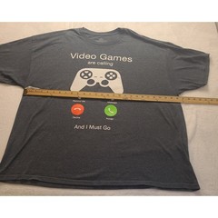 Video Games Are Calling And I Must Go Graphic T-Shirt Gray Men’s 3XL Gamer Tee