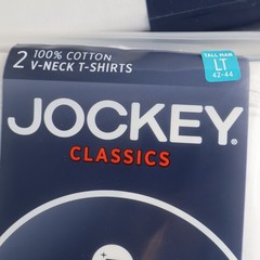 NEW Jockey Classics T-shirts 100% Cotton V Neck 2 Packs Of 2 Size LT 42-44