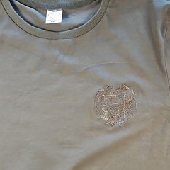 Hay Seller Men’s XXL Olive T-Shirt Embroidered Crest Flag Patch Crew Neck