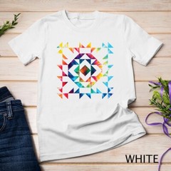 Tie Dye Geometric Shapes Pattern Quilt Block Art – Scandi Folk Unisex T-shirt