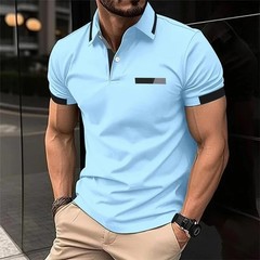 Camiseta Con Cuello Levantado Cremallera Para Hombre Camisa De Manga Corta Men