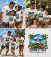 Funny Coconut Beach Shirt Good Times Tropical Vacation Summer Gift Tee – Black