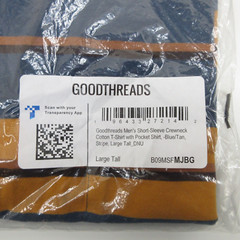 Goodthreads Pocket T-Shirt Men’s Large Tall Crewneck Blue/Tan Stripes Lot of 3