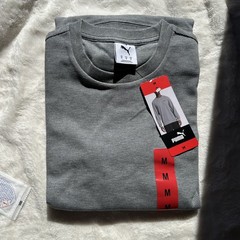 PUMA Men’s Waffle Knit Thermal Shirt Gray Long Sleeve Crew Neck Size M NEW