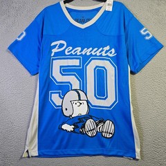 Snoopy Peanuts Football NFL Jersey Shirt Mens Medium Blue Charlie Brown 50 NWT