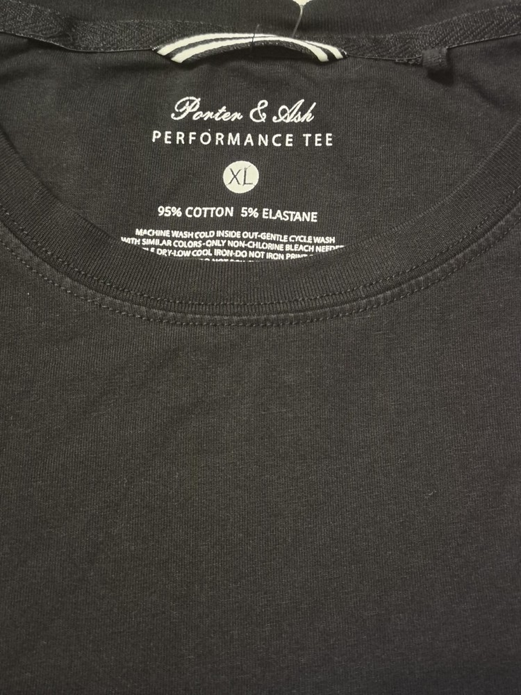 Porter & Ash T-Shirt, Mens XL Solid Black Performance Tee Crewneck