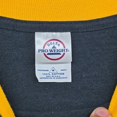 Vintage Delta Pro Weight Pittsburgh Steel City Ringer T-Shirt Black Yellow Mens