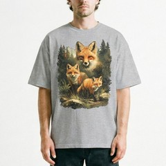 Red Fox Family Watercolor Splash Forest T-Shirt Wildlife Nature Lover Animal Tee