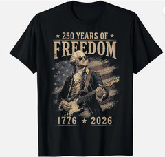 250th Anniversary George Washington Playing Guitar 4th July T-Shirt ,Unisex Tee