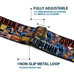 Seatbelt Belt – SUPERMAN Action Blocks Red/Blue – 1.0″ Wide – 20-36 Inches in…