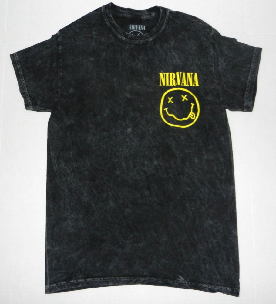 Nirvana Smiley Face Acid Wash T-Shirt New