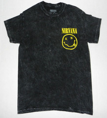 Nirvana Smiley Face Acid Wash T-Shirt New