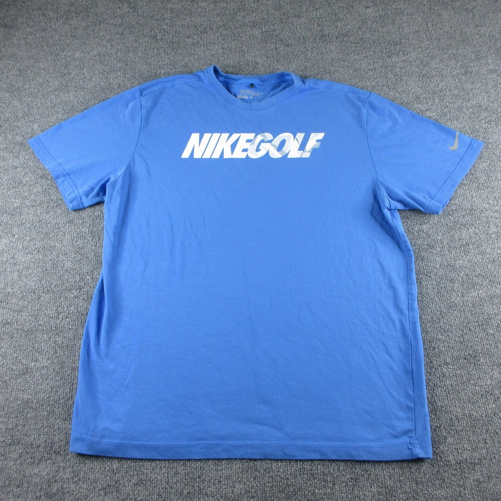 Nike Golf Shirt Mens XL Blue Short Sleeve Dri-FIT Logo Graphic Golf Tee