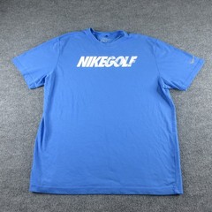 Nike Golf Shirt Mens XL Blue Short Sleeve Dri-FIT Logo Graphic Golf Tee