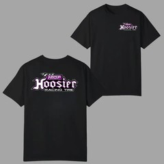 Hoosier Racing Tire Logo T-shirt, 2 Sides with Purple Drag Racing Graphic and Ch