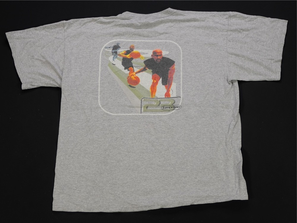 Rare Vintage NIKE Michael Jordan 23 Jumpman Basketball T Shirt 90s Gray Size XL